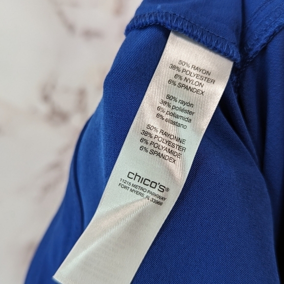 Chicos Pants Women 8 1 Blue Capri Weekends Pedal Pusher Nylon High Rise - Picture 8 of 10